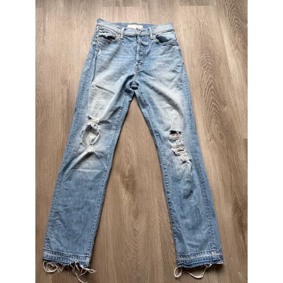 MOTHER Denim - MOTHER SUPERIOR High Waisted Hiker Hover Undone Hem, women's size 27, distressed
